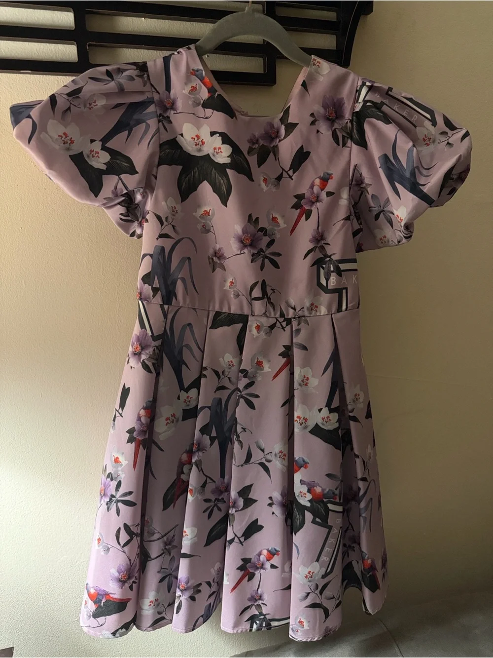 Ted Baker Lilac Floral Puff-Sleeve Party Dress - Picture 2 of 5